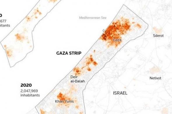 العالم اليوم - خريطة تكشف توزيع "الكثافة السكانية" في قطاع غزة