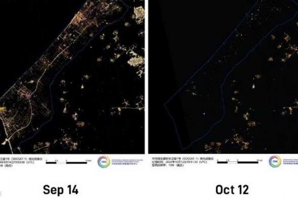 العالم اليوم - صورتان من الفضاء تظهران غرق غزة بالظلام